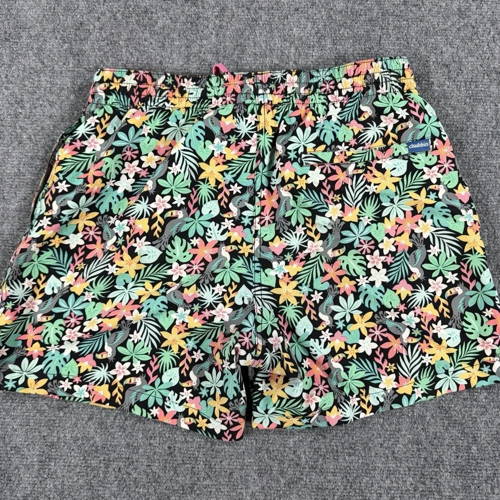 Chubbies Swim Trunks Mens Medium Floral Tucan‎ Bird Tropical Lined 5.5